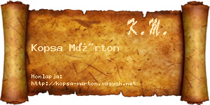 Kopsa Márton névjegykártya