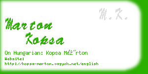 marton kopsa business card